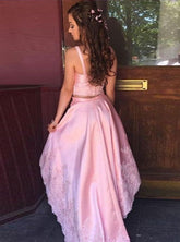 Vestido de fiesta clásico de dos piezas con corte A alto y bajo